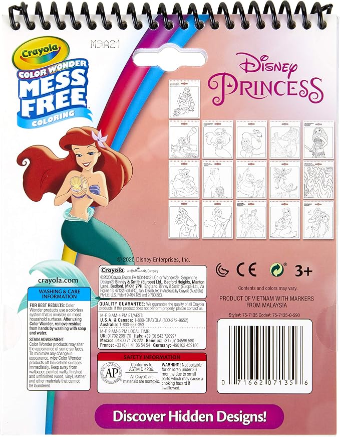Crayola Color Wonder Disney Princess Coloring & Activity Pad, Mess Free Coloring, Gift for Kids, Age 3, 4, 5, 6, Multi