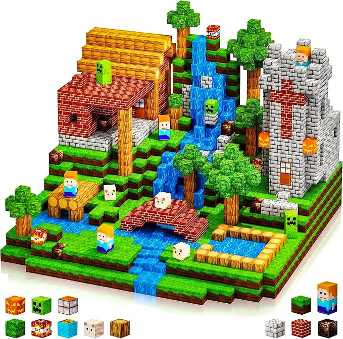 Uucoco 100 PCS Magnetic Blocks - Building Blocks Toy Magnetic Tiles for Kids, Build World Cubes Toys Gifts for Kids Boys Girls Age 3 4 5 6 7 8-12 Year Old, Christmas Birthday Gift