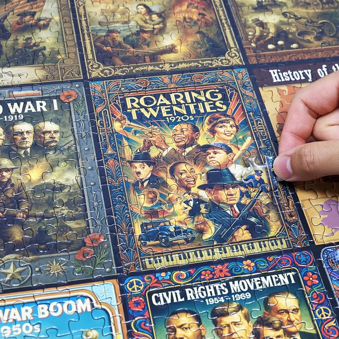 Think2Master History of the United States 1000 Pieces Large Format Jigsaw Puzzle: 13+, Seniors, Adults. Great Gift. Presidents, Key Events & ERAS from 1776 to Today. Size: 26.8” X 18.9”