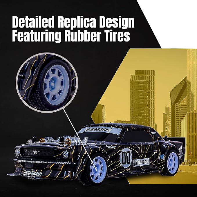 Hoonigan Mustang Remote Control RC Car for Kids – 3.7V, 2.4 GHz, Detailed Replica Design, USB Rechargeable Battery Included, 1:16 Scale, 150 ft Range, 6 Mph