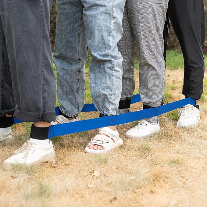 3 Legged Race Bands, Field Day Games for Adults, Outdoor Games for Carnival, Family Reunion & Backyard Party,Team Building Relay Race for 4 Players (2pk, Blue & Red)