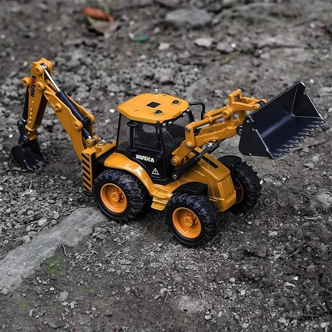 Backhoe Loader Toy for Kids, Alloy Digger Loder Construction Vehicle Toy | Front Loader Model, Alloy Backhoe Loader Vehicle, 1/50 Scale Toys Gifts