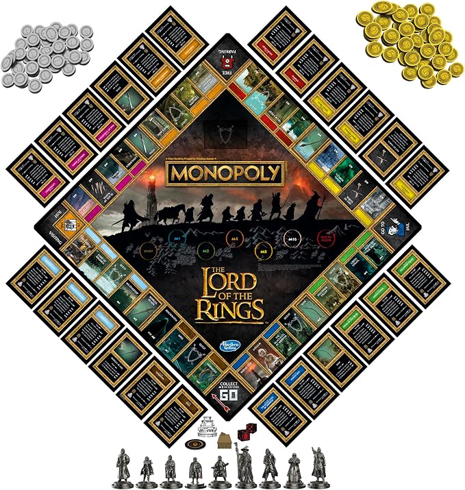 Hasbro Gaming Monopoly: The Lord of The Rings Edition Board Game Inspired by The Movie Trilogy, Play as a Member of The Fellowship, Ages 8 and Up (Amazon Exclusive)