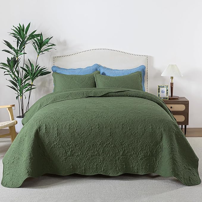 HoneiLife King Quilt Bedding Sets - 3 Piece Microfiber Quilt Sets Lightweight Bedspreads Reversible Coverlets Rustic Bed Cover Quilt King Size Fall/Winter Quilts