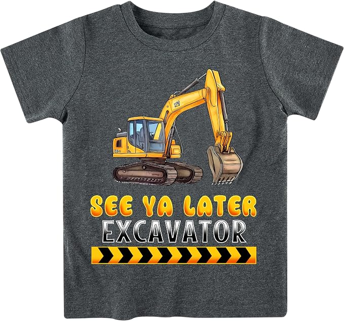 Lovekider Cotton Shirt for 3-6T Boys Truck Dinosaur Toddler Kids T-Shirt Short Sleeve Excavator Construction T-Rex Tee Shirts