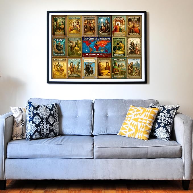 Think2Master Colorful Post Classical Civilization 1000 Pieces Large Format Jigsaw Puzzle: 13+, Teens, Adults & Families. Great Gift with Historical Timeline & World Map. Size: 26.8” X 18.9”