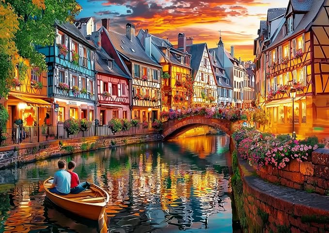 1000 Piece Puzzle for Adults - Colmar Canal Puzzle with Letters on Back 27.5"x19.7", Nature Lovers Challenging Jigsaw Puzzle - for Adults Relax, Art Gift, Family Game Night