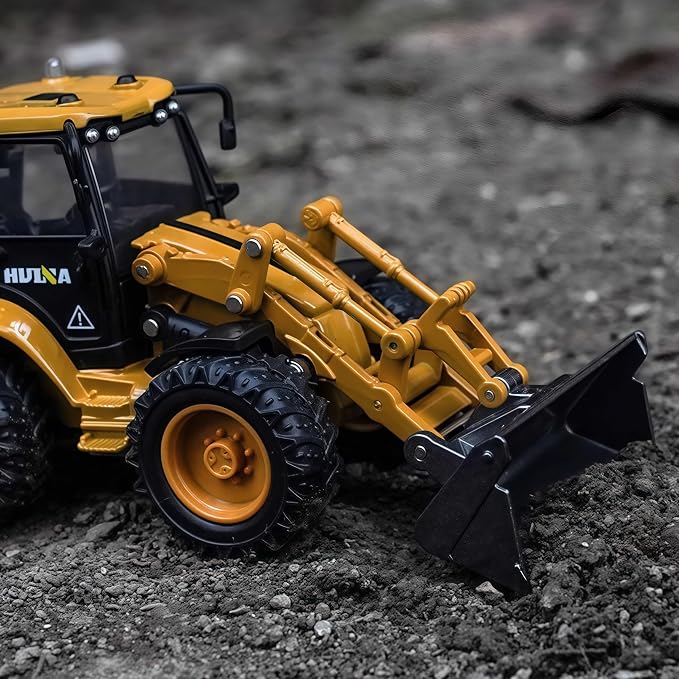 Backhoe Loader Toy for Kids, Alloy Digger Loder Construction Vehicle Toy | Front Loader Model, Alloy Backhoe Loader Vehicle, 1/50 Scale Toys Gifts
