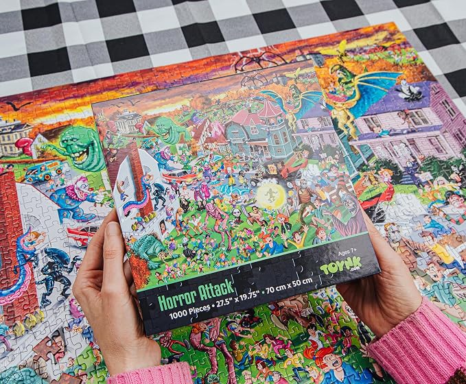 Horror Attack 1000-Piece Jigsaw Puzzle | Fun Brain Teaser, Toys & Games for Adults | 28 x 20 Inches