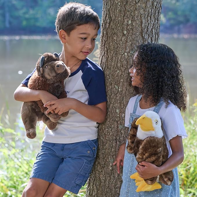 The Petting Zoo Bison Stuffed Animal, Gifts for Kids, Wild Onez Zoo Animals, Sitting Bison Plush Toy 12 inches