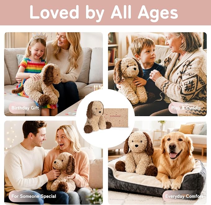 Niuniu Daddy 14" | 3.5 Pound Dog Weighted Stuffed Animals for Kids & Adults, Large Puppy Weighted Plushies Pillow for Sleeping Calming, Cute Sitting Plush Toy Huggable Gift for Everyday Comfort
