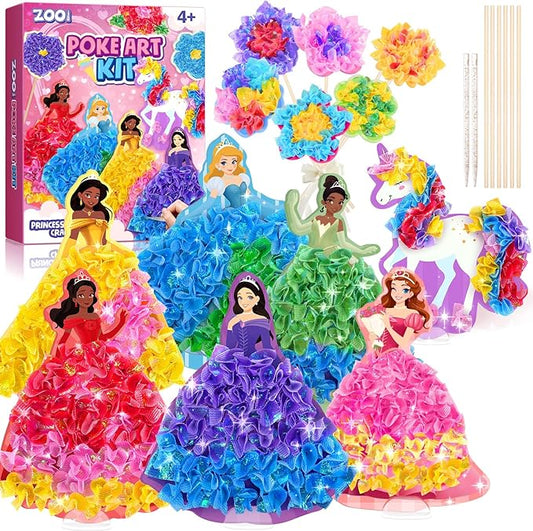 ZOOI Poke Art Kits, Arts and Crafts for Kids 4-8, Pretty Pretty Princess Game, Poke in Crafts for Kids Ages 4-8, Birthday Gifts for 4, 5, 6, 7, 8 Year Old Girl Toys Age 6-8 Art Kits