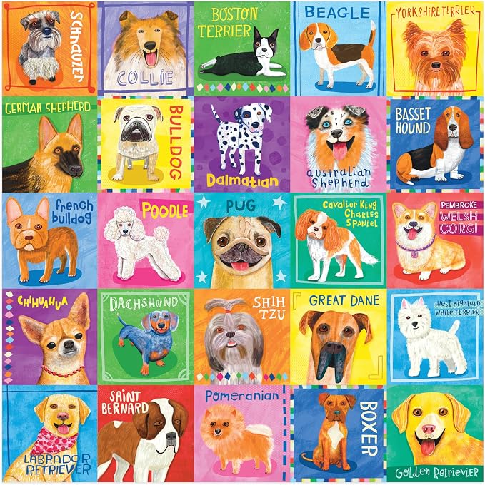 Mudpuppy Pawsome Portraits! – 500 Piece Family Jigsaw Puzzle with Colorful and Fun Illustrations of A Variety of Dogs for Children Ages 8 and Up