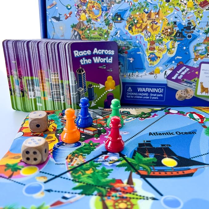 QUOKKA Board Game for Kids 8-12 - Learning, Educational Card Games for Ages 6-8 - Indoor, Outdoor Activity for Teens, Adults, Family - Geography, World 100 Question Cards with Top Facts