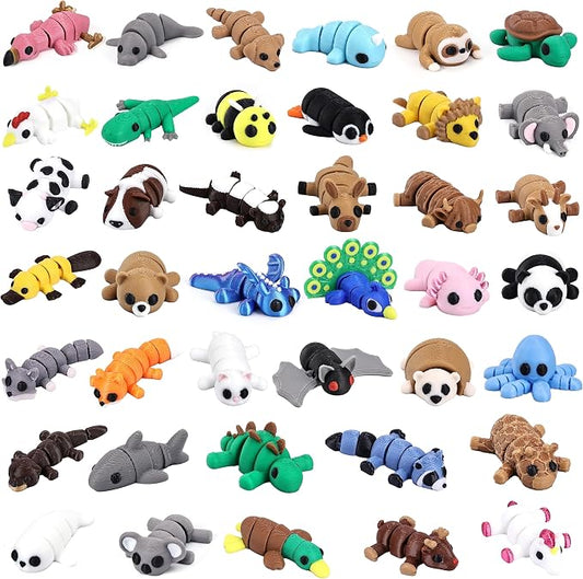 40 PCS 3D Printed Animal Figurines, Articulated Animal Figurines, Fidget Toys, Flexible Car Decor, Party Favor, Gifts for Girls and Boys, Office Desk Pets, Classroom Reward, Birthday Gifts