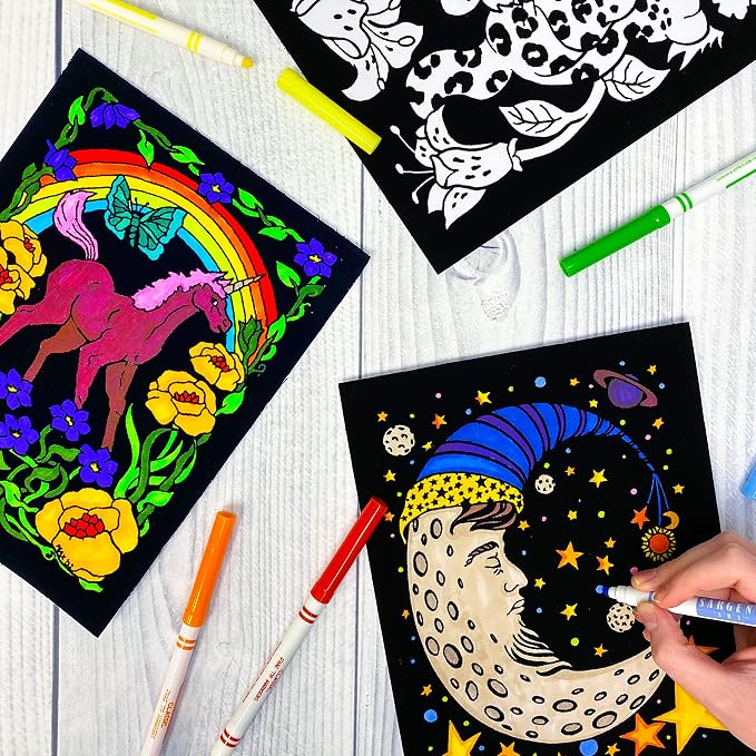 Super Pack of 18 Fuzzy Velvet Coloring Posters (Artistic Edition) - Great for Family Time, Arts & Crafts, Travel, Classrooms, Care Facilities [For All Ages: Girls, Boys, Adults, Toddlers, and More]
