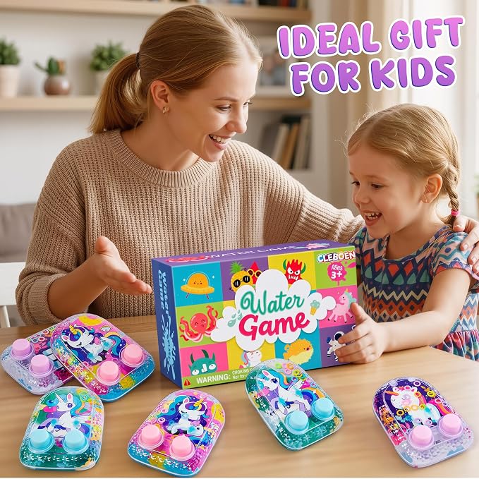 Cleboen 12 Pack Handheld Water Games for Kids, Water Ring Toss Handheld Games Unicorn Party Favors Goodie Bag Stuffers Classroom Rewards for Boys Girls, Stress-Relief Car Games Travel Toys