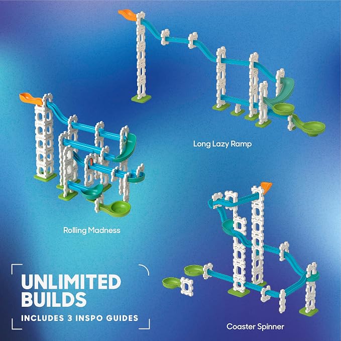 Discovery Marble Run Race Track – 58-Piece Marble Maze Construction Set| 6 Marbles| STEM Learning Activity| Sensory Toy Building Kit| Educational Physics & Engineering Toy for Kids Ages 6+