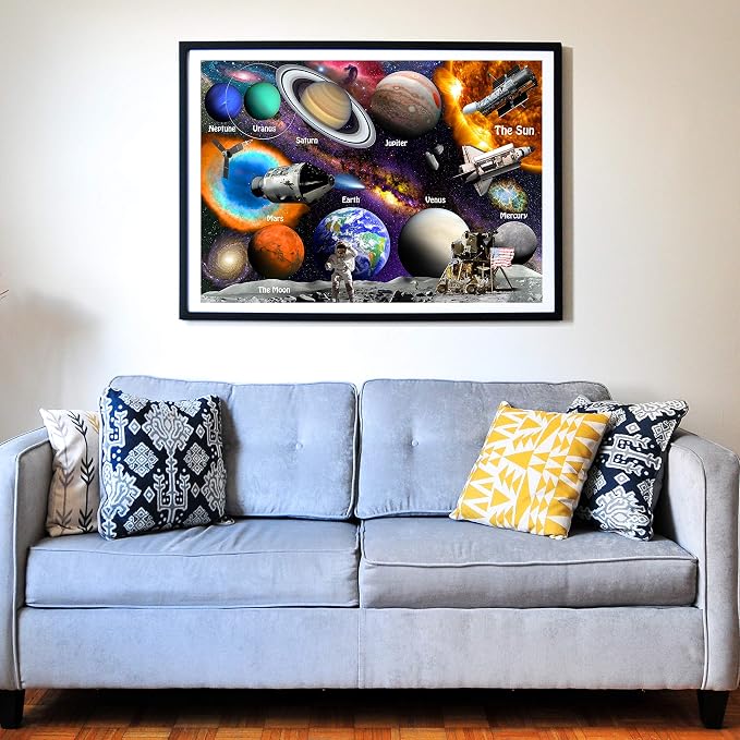 Think2Master Solar System & Space Exploration 1000 Pieces Jigsaw Puzzle for 13+, Seniors, Adults & Families. Great Gift for stimulating Learning About Astronomy. Size: 19” X 27”
