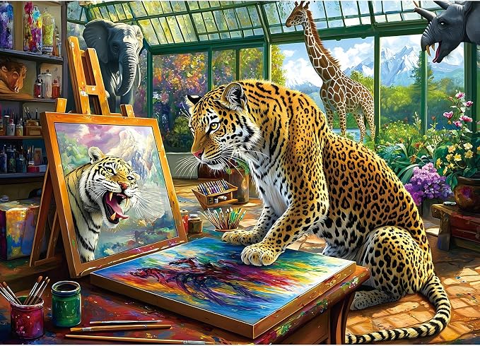 1000 Pieces Puzzles for Adults, Leopard Animal World Art Jigsaw Puzzle 1000 Pieces for Family Fun Challenging, Gift for Adults Jigsaw Puzzles Lovers, 27.5 x 19.7 inch