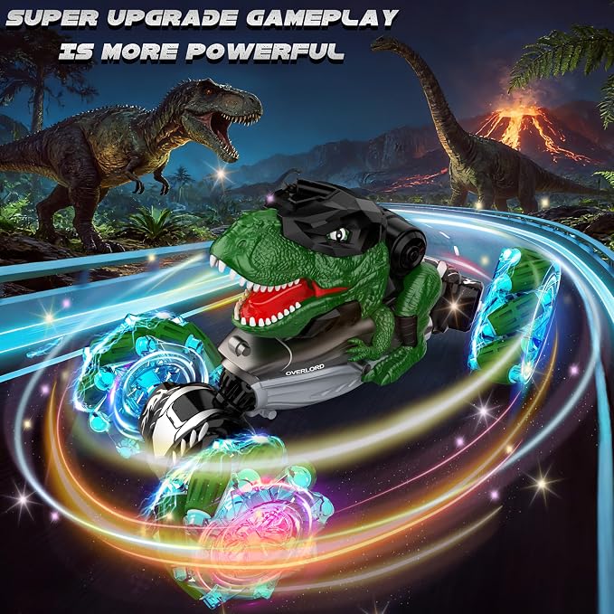 Rcabcar RC Dinosaurs Monster Truck with Light & Music, Gesture Sensing Remote Control Cars, Dinosaur Toy Cars for Kids Boys Girls Toy Gift Age 8 9 10 11 12 yr