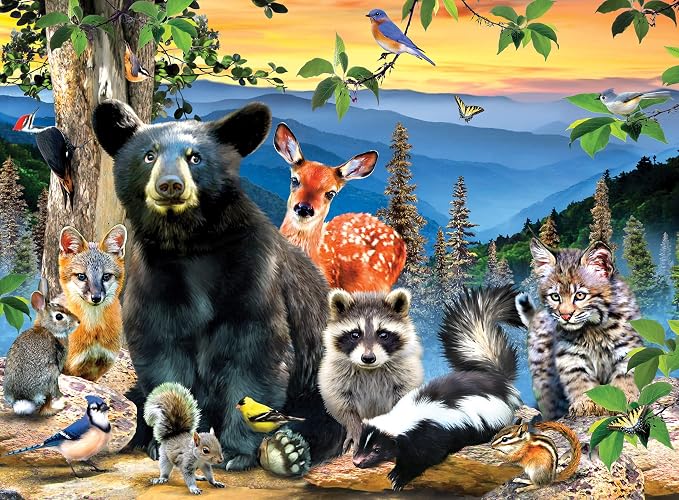 MasterPieces – 100 Piece Jigsaw Puzzle for Kid 6+ Years, Wildlife of Great Smoky Mountains National Park, Educational and Fun Game, Gift Idea for Children, 19" x 14"