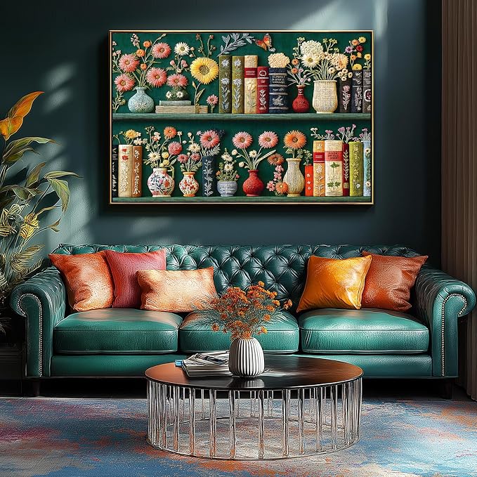 Wildflower Pages Puzzles for Adults 1000 Pieces, Vintage Embroidered Plant Flower Vase Bookshelf Art Jigsaw Puzzle, Gifts for Book Lovers and Garden Enthusiasts (27.5"x19.7")