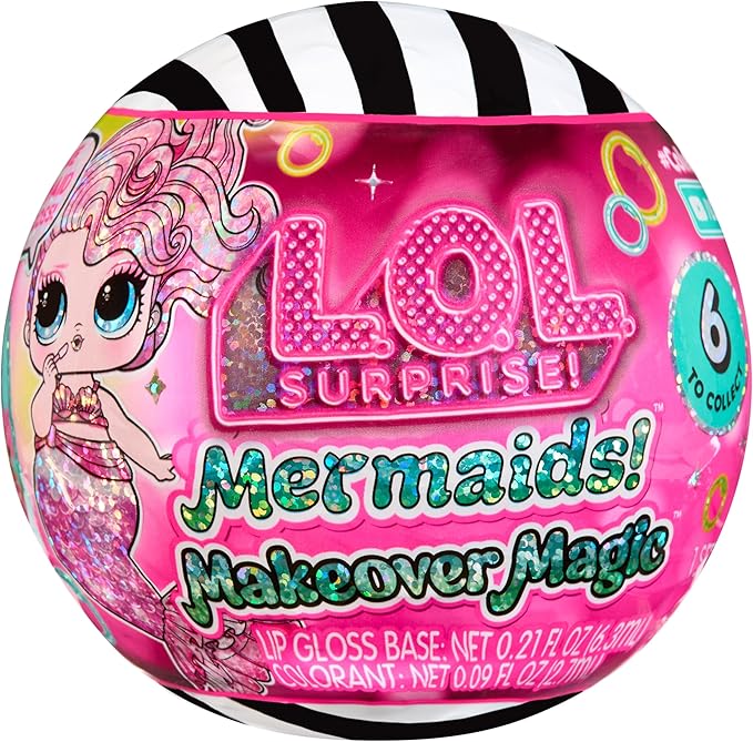 LOL Surprise Mermaids Makeover Magic Tots with DIY Wearable Lip Gloss Makeup for You and Your Doll, Fun Water Play, Gift for Kids Ages 4+