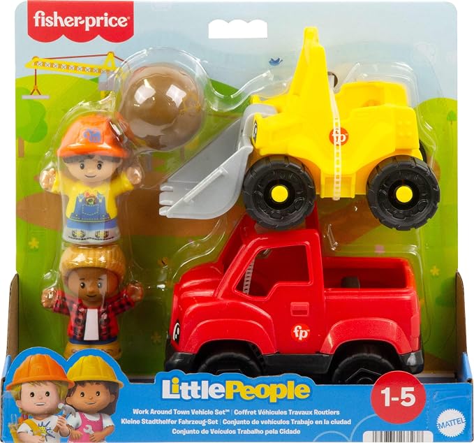 Fisher-Price Little People Toddler Toys, Work Around Town 5-Piece Vehicle & Figure Set for Pretend Play Kids Ages 1+ Years
