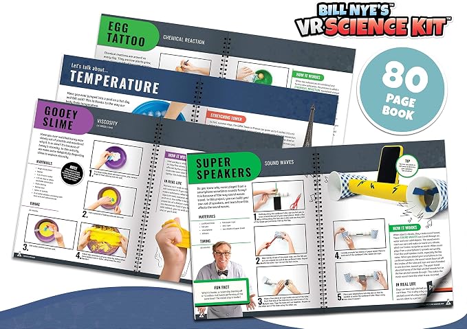 Abacus Brands Bill Nye's VR Science Kit - Virtual Reality Kids Science Kit, Book and Interactive STEM Learning Activity Set (Full Version - Includes Goggles) - for Ages 8 and Up