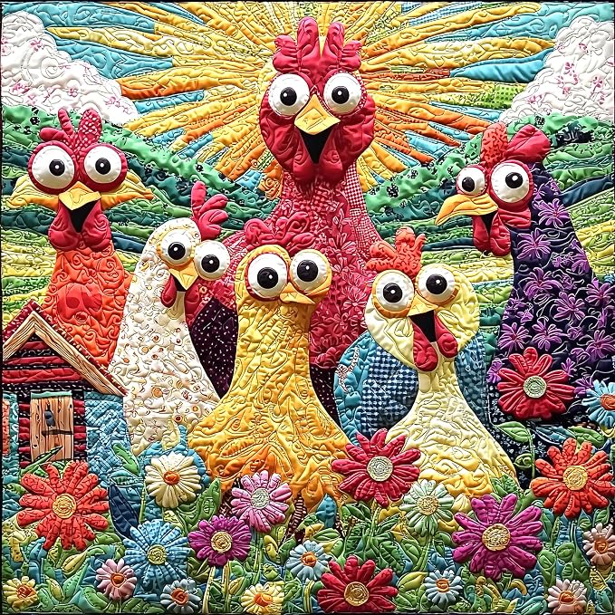 Colorful Chicken Family Farm Jigsaw Puzzle 500 Piece for Adults, Country Farm with Flower and Barn, 20 x 20 Inches, Relaxing & Decor