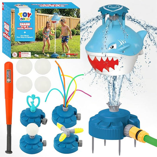 TOY Life Shark t Ball Sprinkler for Kids Ages 4-8 to 8-12, Water Sprinklers Outdoor Toy, Spinning Lawn Sprinkler for Toddlers and Big Kids Backyard Summer Fun, Baseball Water Toy