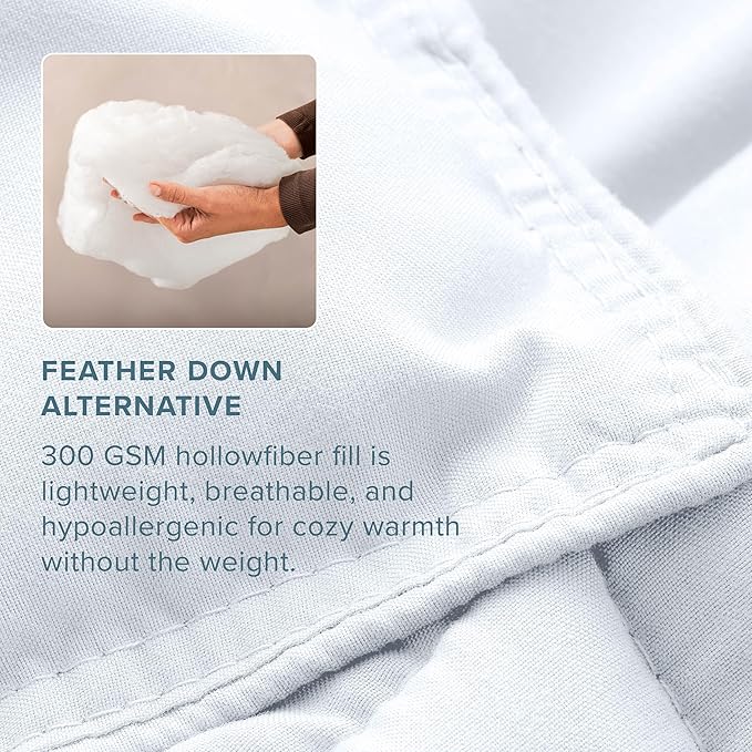 Bare Home Bed-in-A-Bag 7 Piece Comforter & Sheet Set - Queen - Goose Down Alternative - Ultra-Soft 1800 Premium - Bedding Set (Queen, White/White)