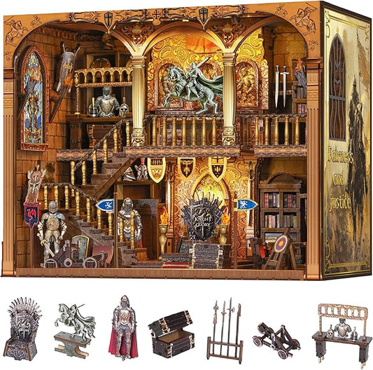 NookMaster Miniature Book Nook Kit - DIY Tiny House with LED Light and Type-C Port,Ideal Craft Gift for Adults & Teens,Beautiful Bookshelf Décor for All Occasions