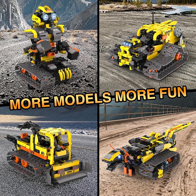 ADUSRIZ 5 in1 Stem Robot Building Kit for Kids Ages 8-13, 688 PCS Remote & App Controlled Dinosaur Car Building Toys for Kids Science Learning, Birthday Gifts for 8 9 10 11 12+ Years Old Boys Girls