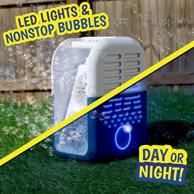Light Up Portable Bubble Blower Party Machine, 20,000+ Bubbles Per Minute, Rechargeable, Wedding, Holiday Party, Birthday Party, Pool Party, Bubble Machine, Bubbles, Includes Bubble Solution