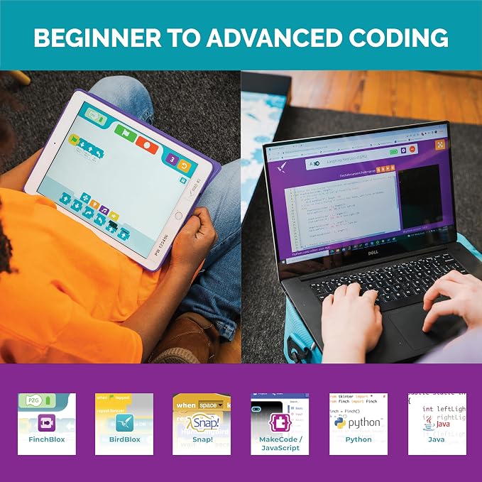 BirdBrain Technologies Finch Robot Starter Flock I Classroom Coding | Powered by micro:bit, Teach Python and 8 Coding Languages, Robotics for kids ages 5 to 100, STEM learning