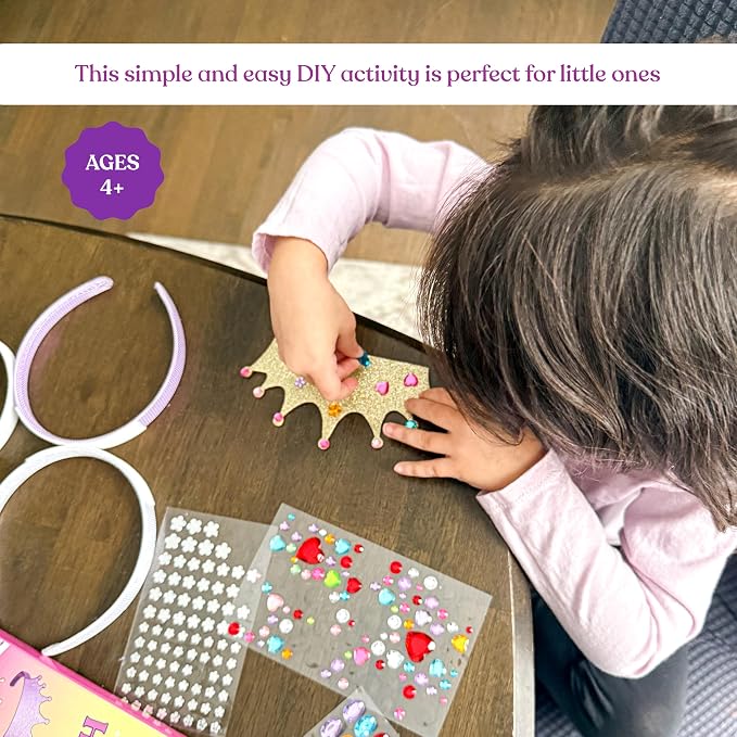 FROG SAC Headband Making Kit - Arts and Crafts Gift for Kids 4-6, Little Girls Birthday Fashion Gifts, DIY Craft Toys for 5 Year Old Girl, Toddler Hair Accessories Crown Headbands (Tiara)