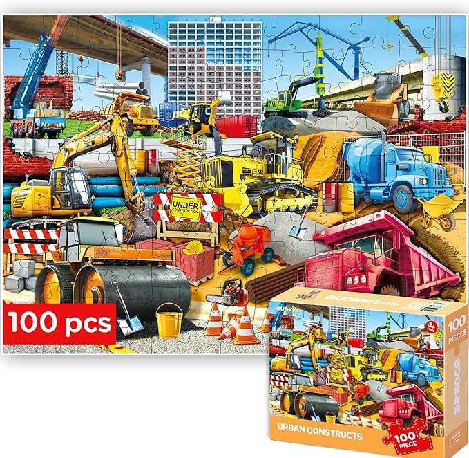 QUOKKA 100 Piece Puzzles for Kids Ages 4-6 – Floor Kids Puzzles Ages 6-8 Year Old – Toy for Learning Cars for 8-10 yo – Jigsaw Toddler Game for Boy and Girl Ages 3-5