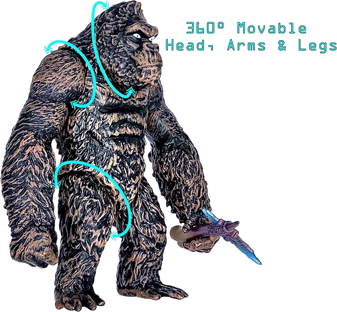 TwCare Set of 2 Legendary Shin Monster Dinosaur vs King Kong Toy Action Figures, Movable Joints Movie Series Soft Vinyl, Travel Bag