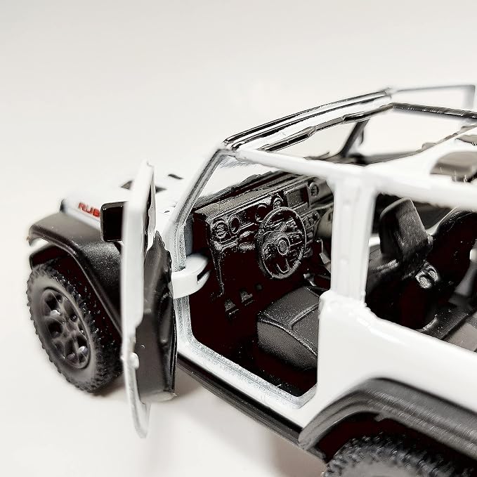 KiNSMART - Jeep Wrangler Rubicon Off Road 4x4 5 inch 1:34 Scale Die Cast Model Replica Toy Car (White Open Top)
