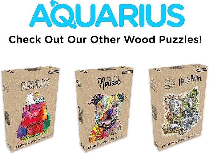 Peanuts Snoopy 131 Piece Wooden Jigsaw Puzzle with 6 Unique Shaped Pieces – Snoopy & Woodstock on Doghouse | Premium Wood Puzzle for Adults, Kids & Families | Officially Licensed Peanuts Merchandise