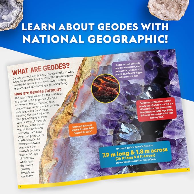 National Geographic Jumbo Geodes Kit – Break Open 2 Large Geodes with Crystals Inside, Earth Science Kit for Kids, Geology Gift for Boys and Girls, STEM Rock and Mineral Toy