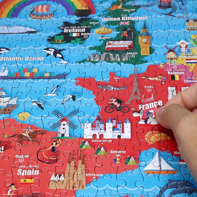 Think2Master Colorful Map of Europe 1000 Pieces Jigsaw Puzzle for Kids 13+, Teens, Adults & Families. Great Gift for stimulating Interest in the European Map. Size: 26.8” X 18.9”