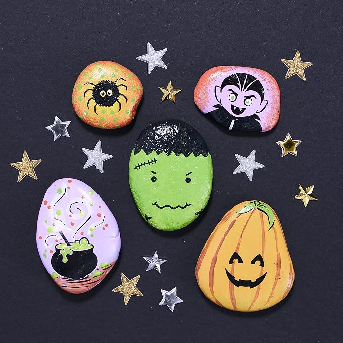 Creativity for Kids Hide & Seek Halloween Rocks | DIY Rock Painting Kit with Glowing Transfers | Fun Halloween Activities & Gifts (Ages 6+)