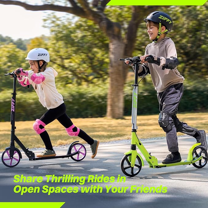 JOVA ZIFFY Scooter for Kids with Hand Brake, Foldable Kick Scooter for Ages 6-12, Lightweight Scooter for Boys with 4 Adjustable Heights, ABEC9 Bearings, Supports Up to 220 lbs