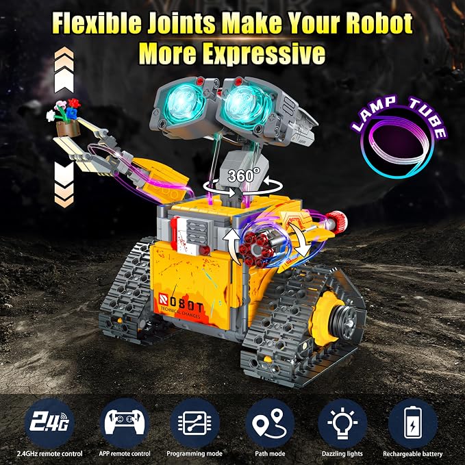 Yerloa 673PCS Robot Toys 5 in 1 Robotics Building Set for Kids Age 8-12, App & Remote Control STEM Toys with LED Lights, Science Kit Birthday Gift for Boys Girls 6 7 8 9 10 11 12 13 14 Year Old