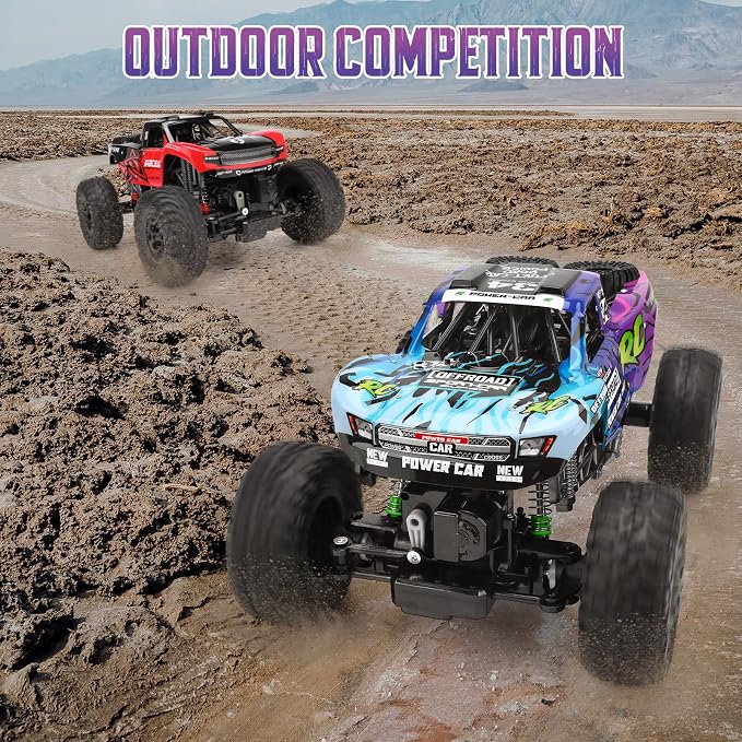 Remote Control Truck,1:12 4x4 Offroad Waterproof RC Trucks Large Amphibious Remote Control Car,Dual Motors Crawler Vehicle, Monster Toys with 2 Rechargeable Batteries, Best Gift for Kids Adults