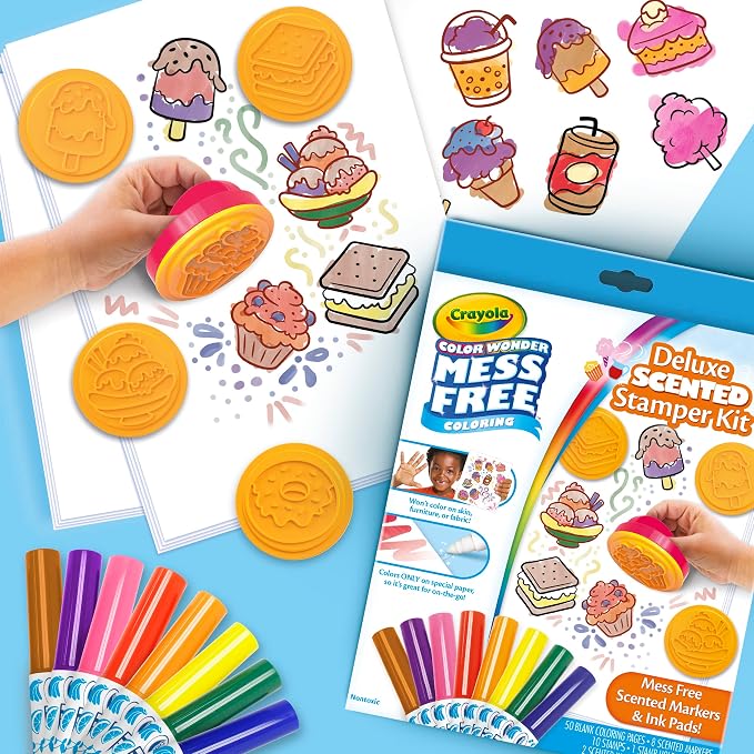 Crayola Color Wonder Mess Free Coloring Set, 50 Blank Coloring Pages, Scented Color Wonder Stamps and Markers, Refill Set
