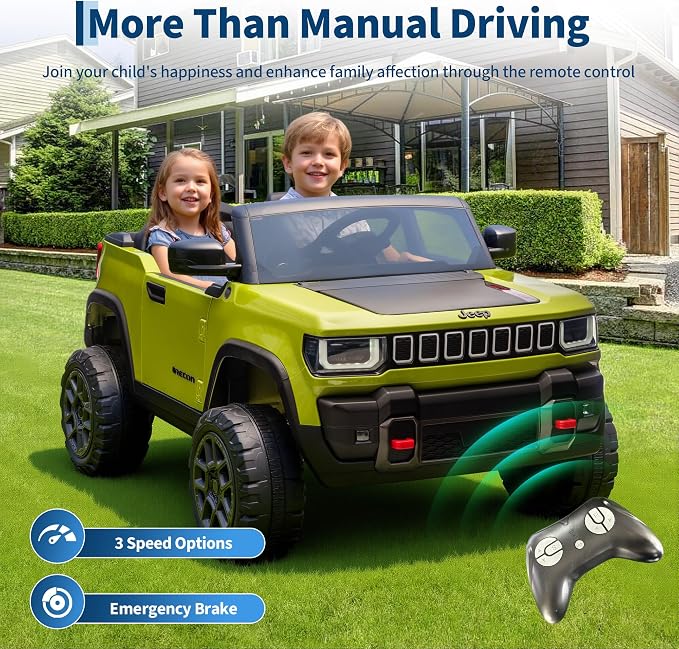 Garvee 24v Licensed Kids Ride on Car, 2 Seater Electric Truck for Big Kids with Parent Remote Control, 3 Speeds, Bluetooth Music, LED Lights for Ages 3-8